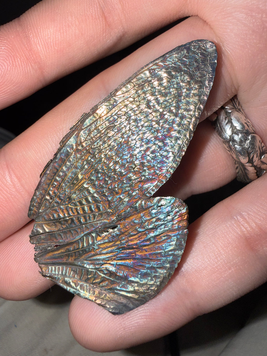 Fae of Haft fossilized cicada wing ear cuffs with iridescent patina — image 4