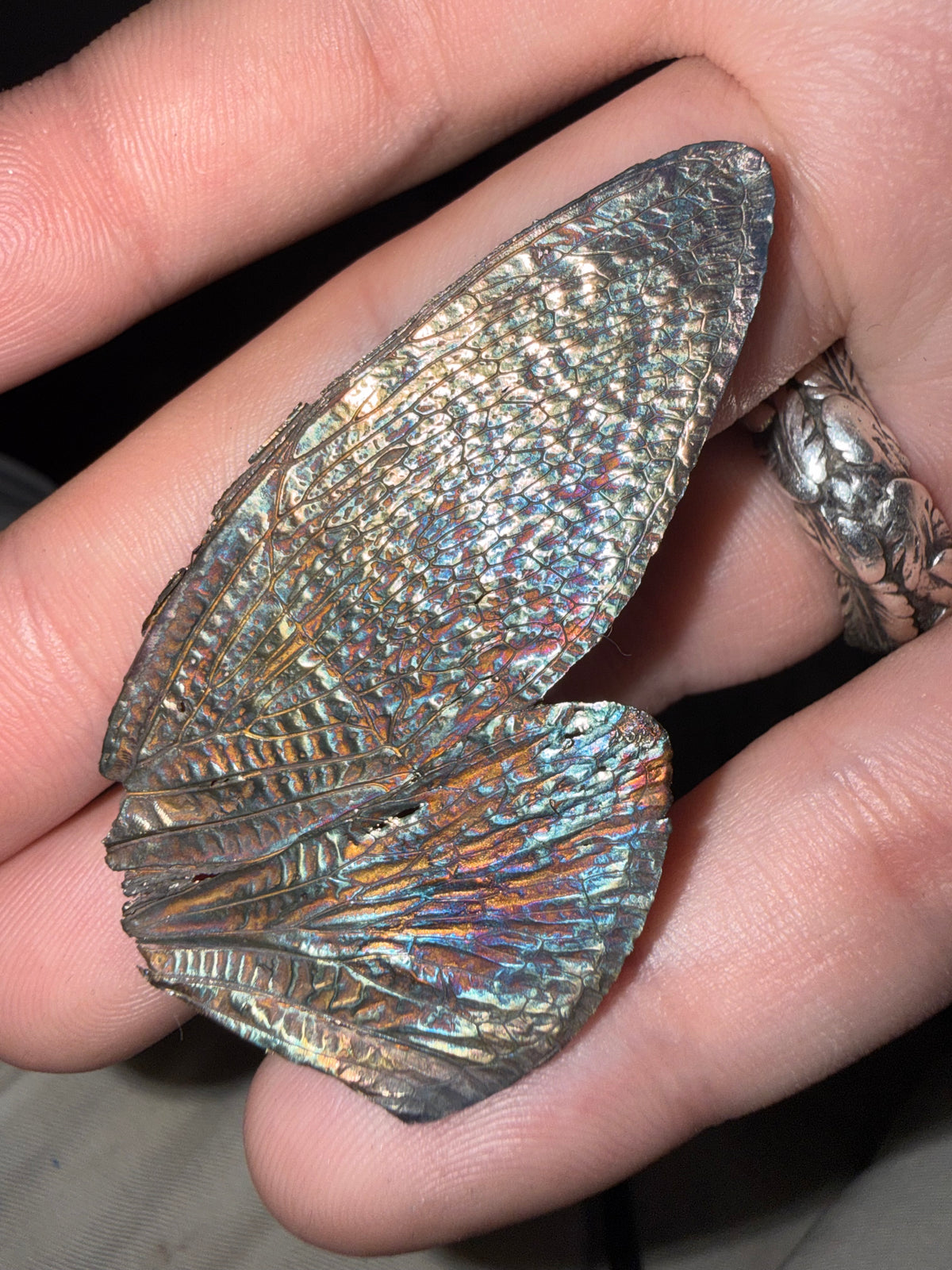 Fae of Haft fossilized cicada wing ear cuffs with iridescent patina — image 4