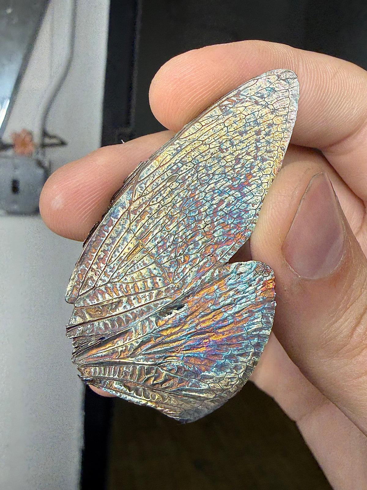 Fae of Haft fossilized cicada wing ear cuffs with iridescent patina — image 3