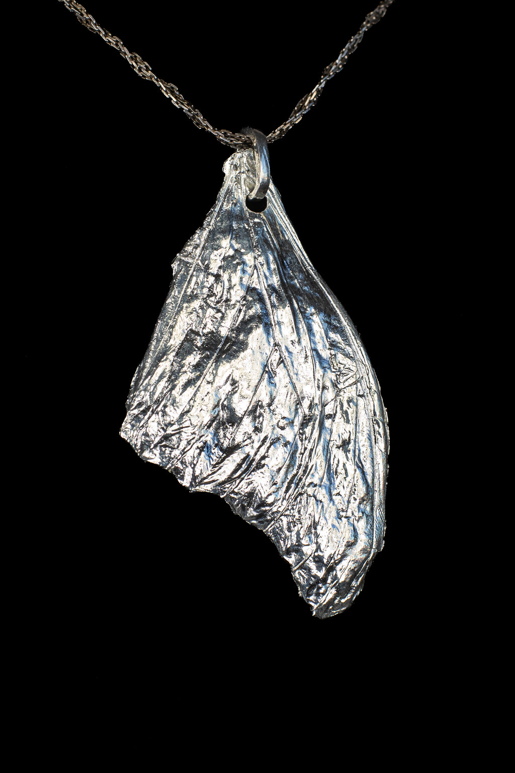 Statement Sized Morpho Wing Fossil Pendant with Liquid Mirror Finish — image 4