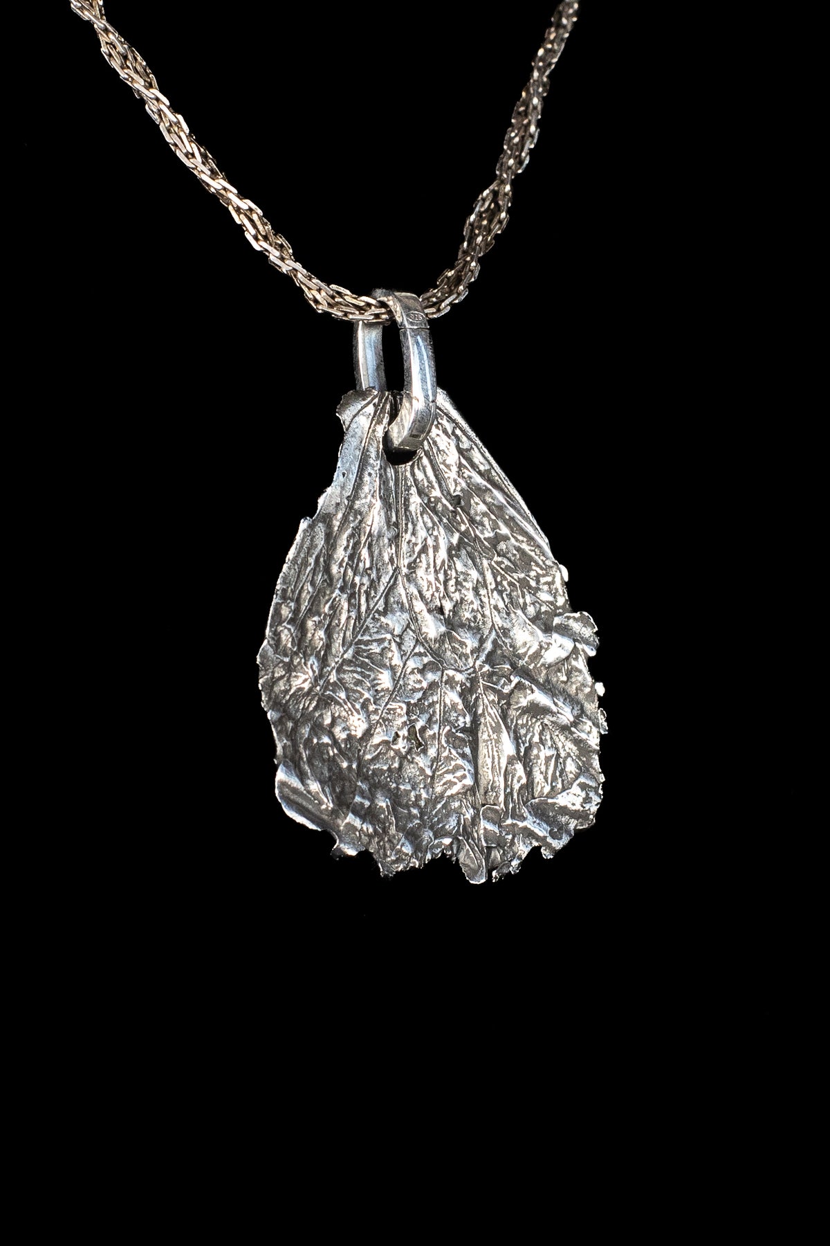 Small Butterfly Wing Fossil Pendant Antique Patina — image 3