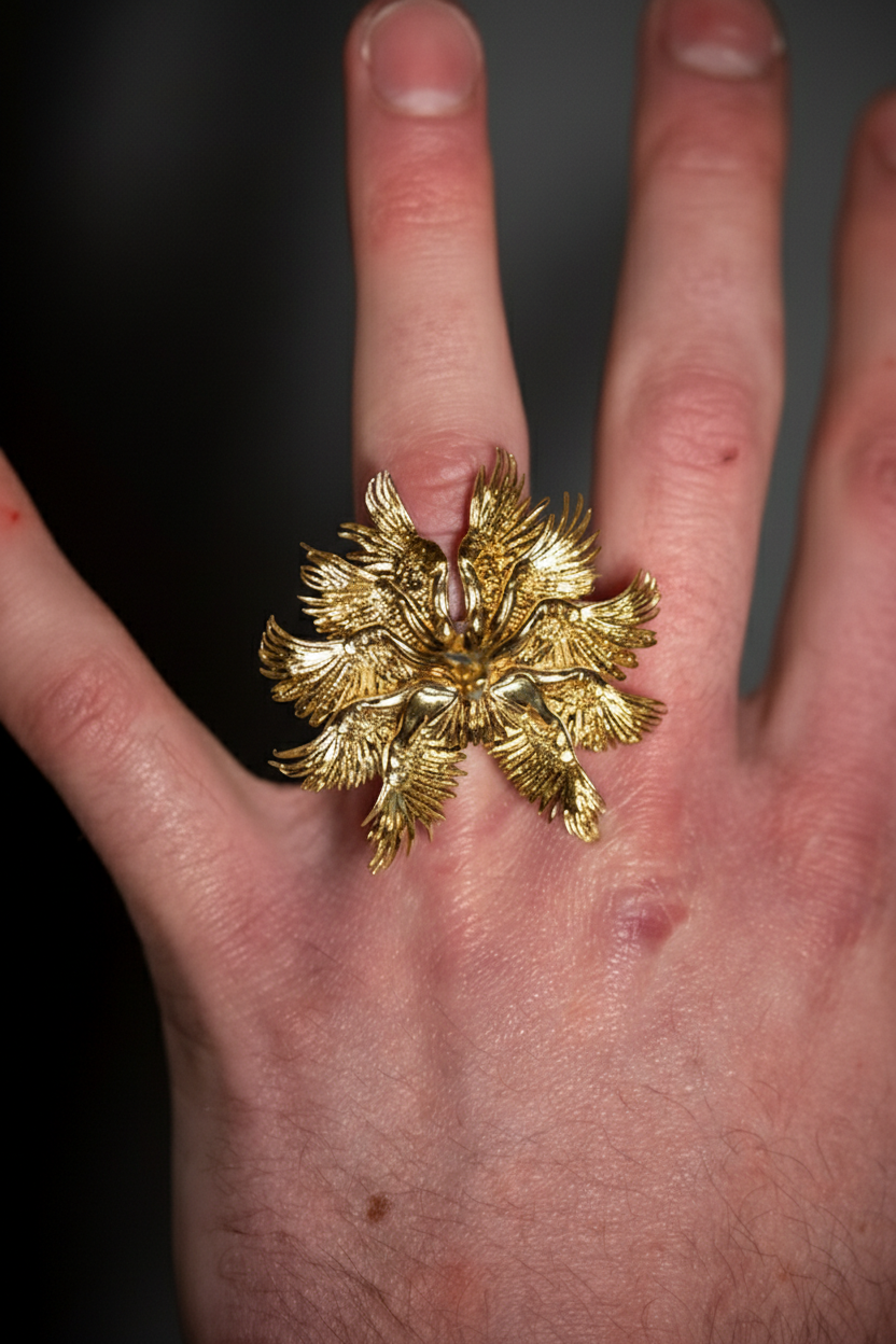 Bird of Pray Ring gold detail