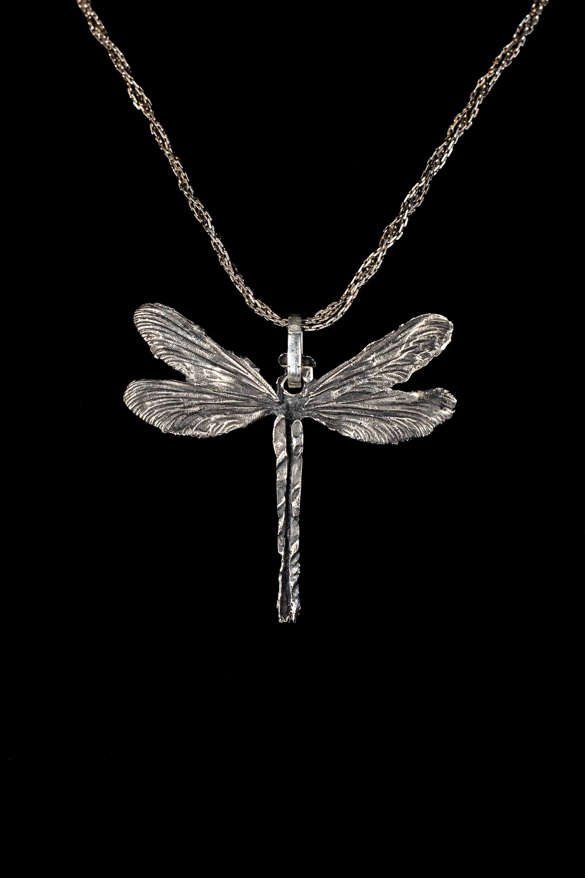 Medium Complete Damselfly Fossil Pendant — image 1